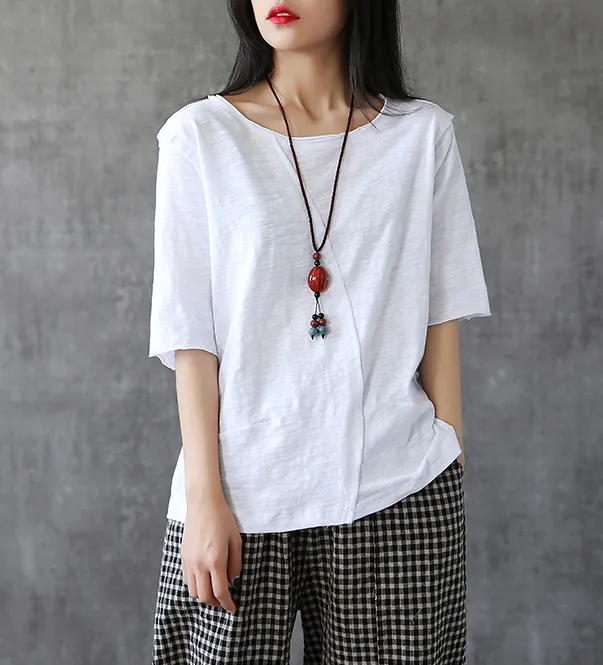 Short Sleeve Summer Women Casual Blouse Cotton Linen Shirts Women Tops DZA2005244