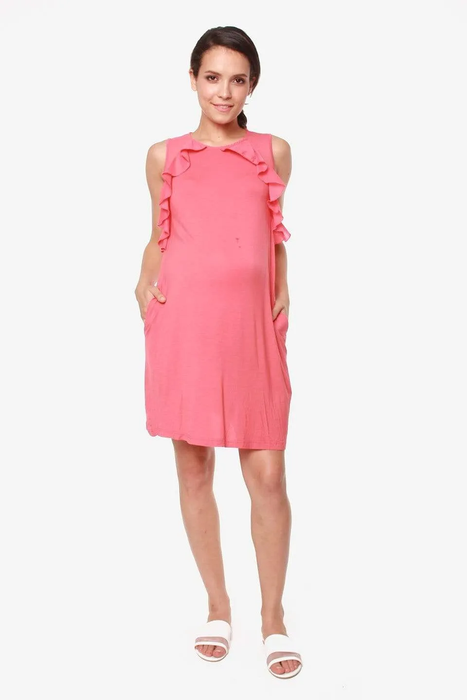 Sleeveless Calida Frills Bamboo Cotton Nursing Dress Tulip