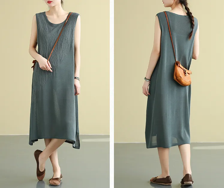 Sleeveless Summer Cotton  Women loose Dresses DZA05141