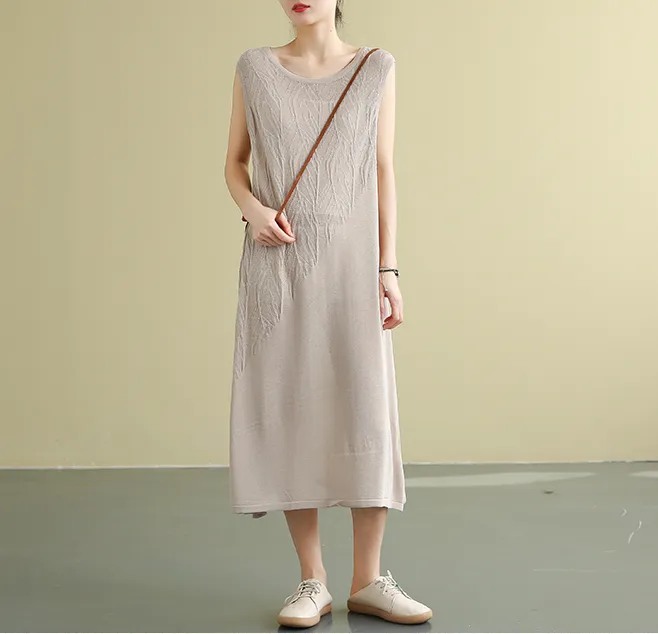 Sleeveless Summer Cotton  Women loose Dresses DZA05141