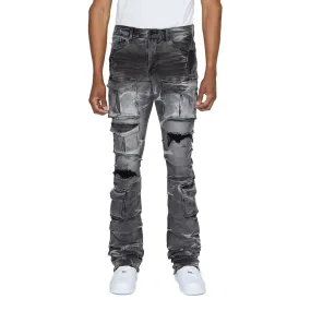 Stacked Utility Denim Jeans - Pluto Grey