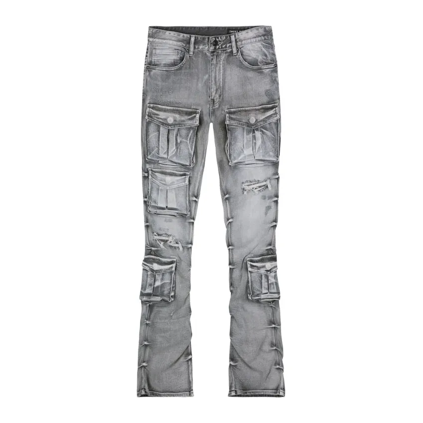 Stacked Utility Denim Jeans - Union Grey