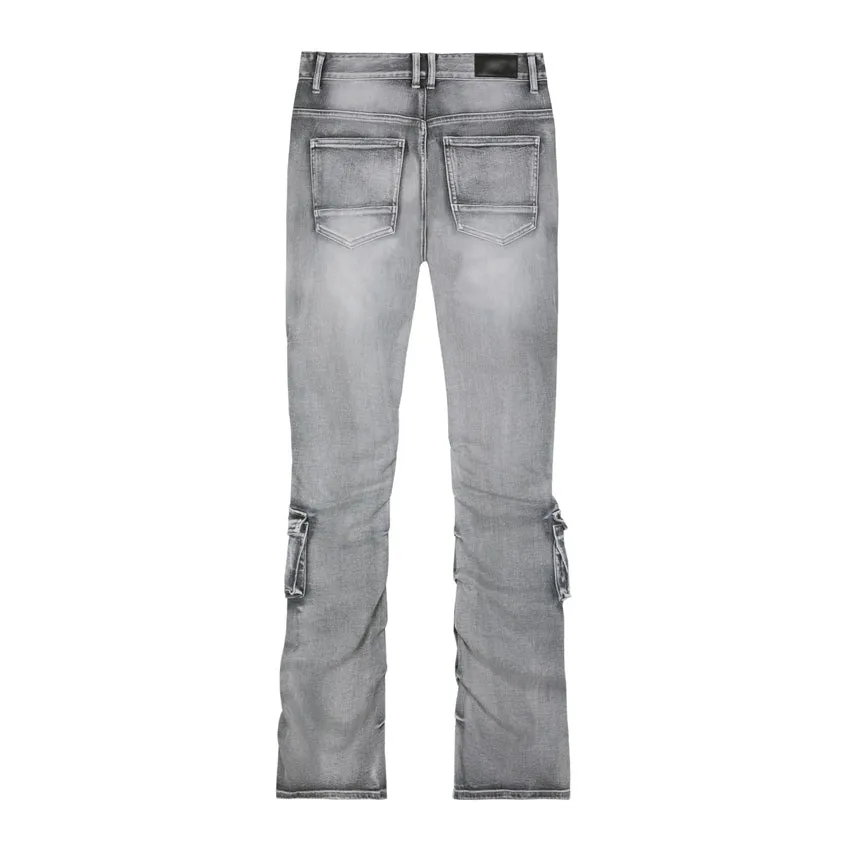 Stacked Utility Denim Jeans - Union Grey