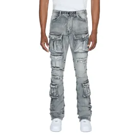 Stacked Utility Denim Jeans - Union Grey