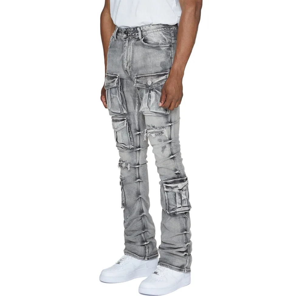 Stacked Utility Denim Jeans - Union Grey