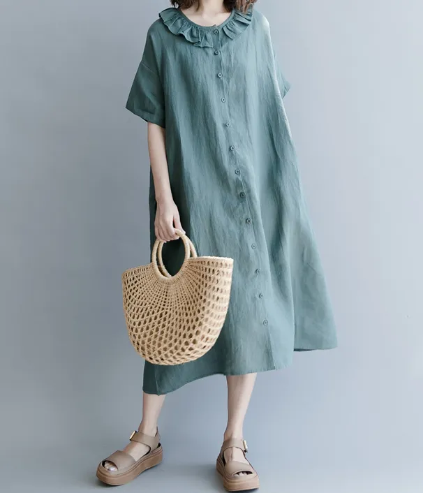 Summer Cotton Linen Spring Women Dresses QZ200528