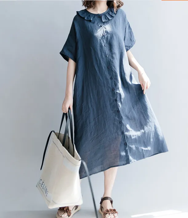 Summer Cotton Linen Spring Women Dresses QZ200528