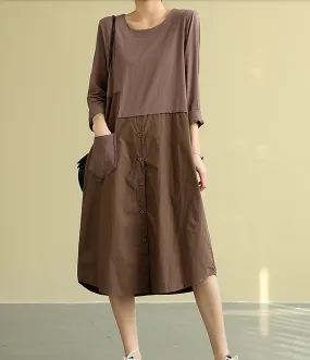 Summer  Spring Cotton Linen Women loose Dresses DZA05193