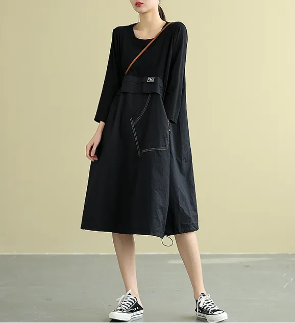 Summer  Spring Cotton  Women loose Dresses DZA05221