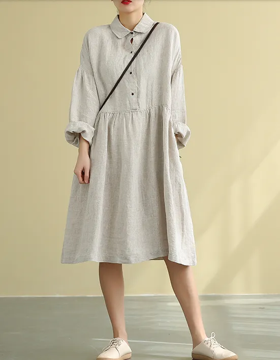 Summer  Spring Linen  Women loose Dresses DZA05222