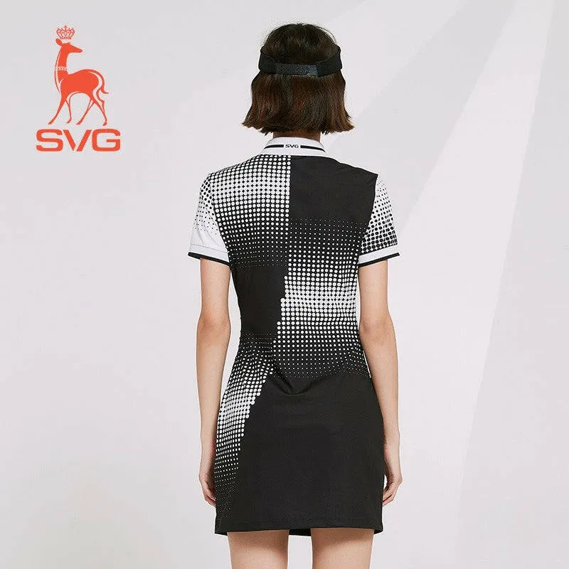 SVG Golf Polka Dot Print Dress UV Protection