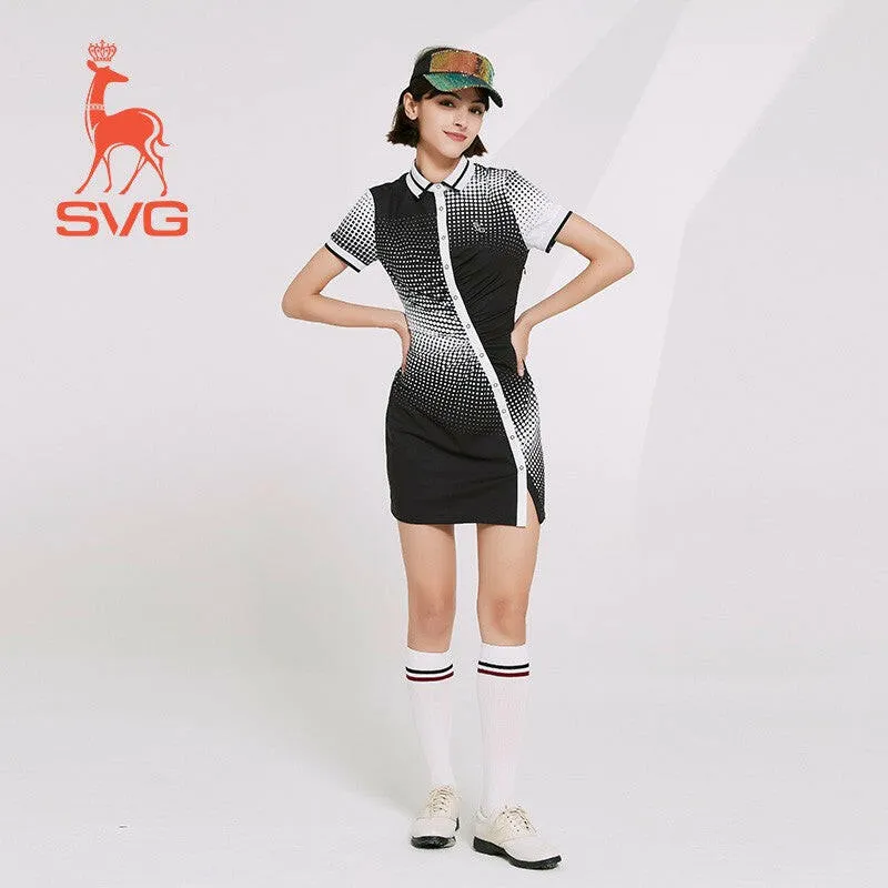 SVG Golf Polka Dot Print Dress UV Protection