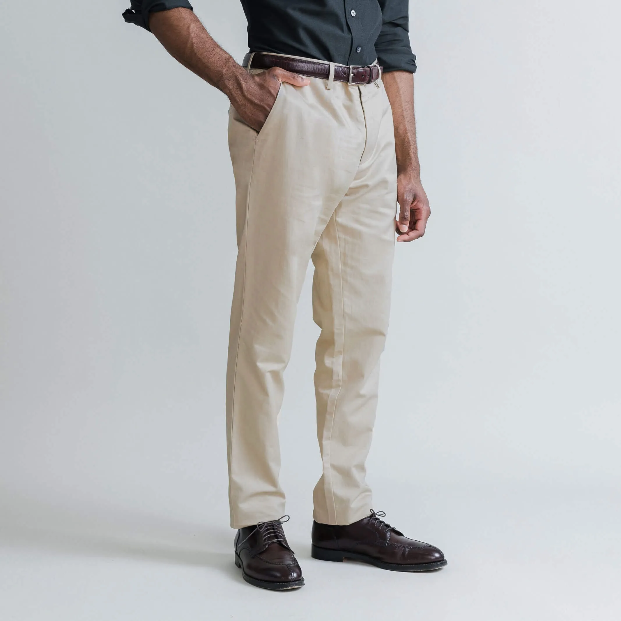 The Khaki Cotton Linen Richmond Chino Custom Pant