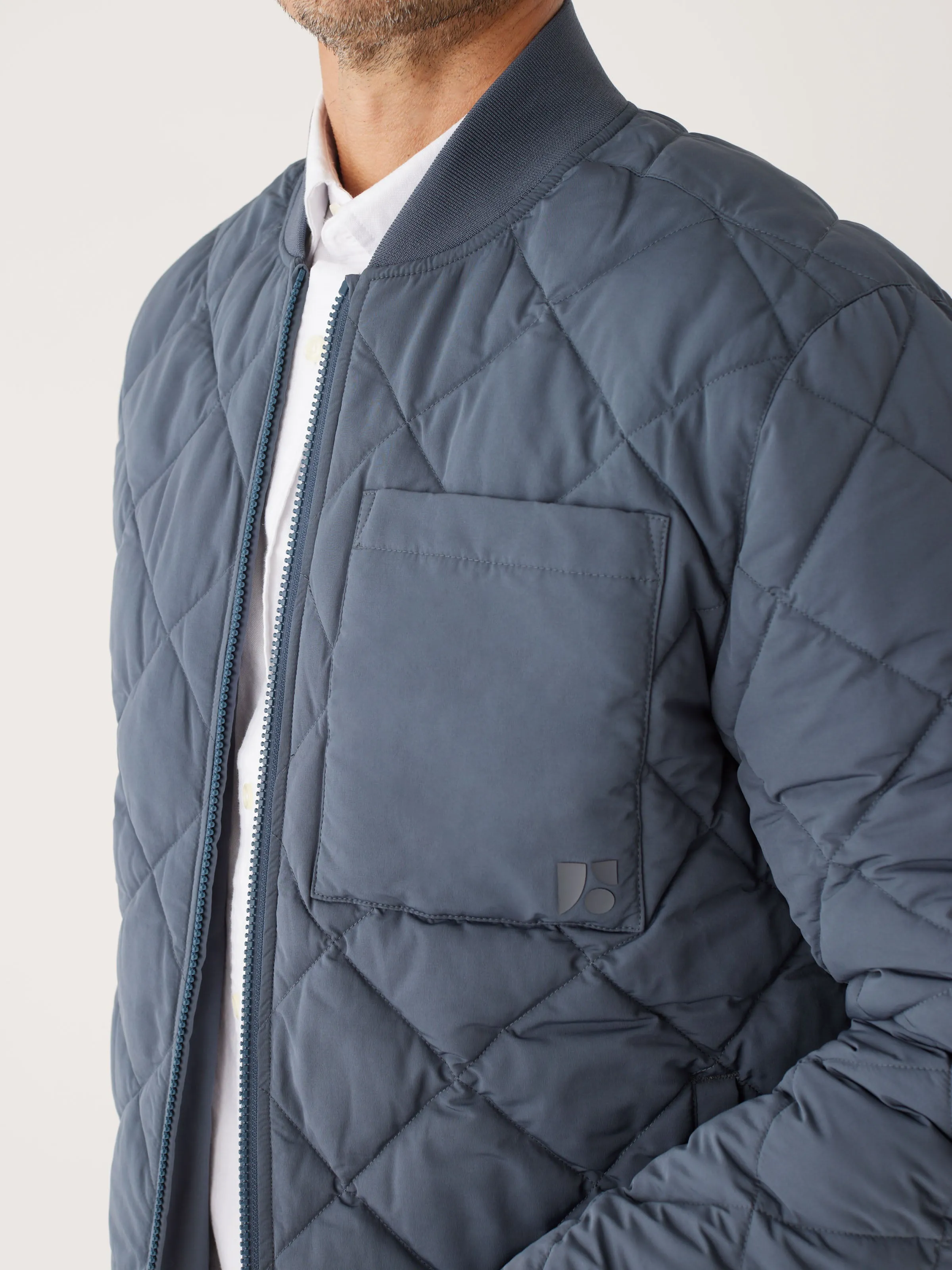 The Varsity Skyline Bomber in Slate Blue