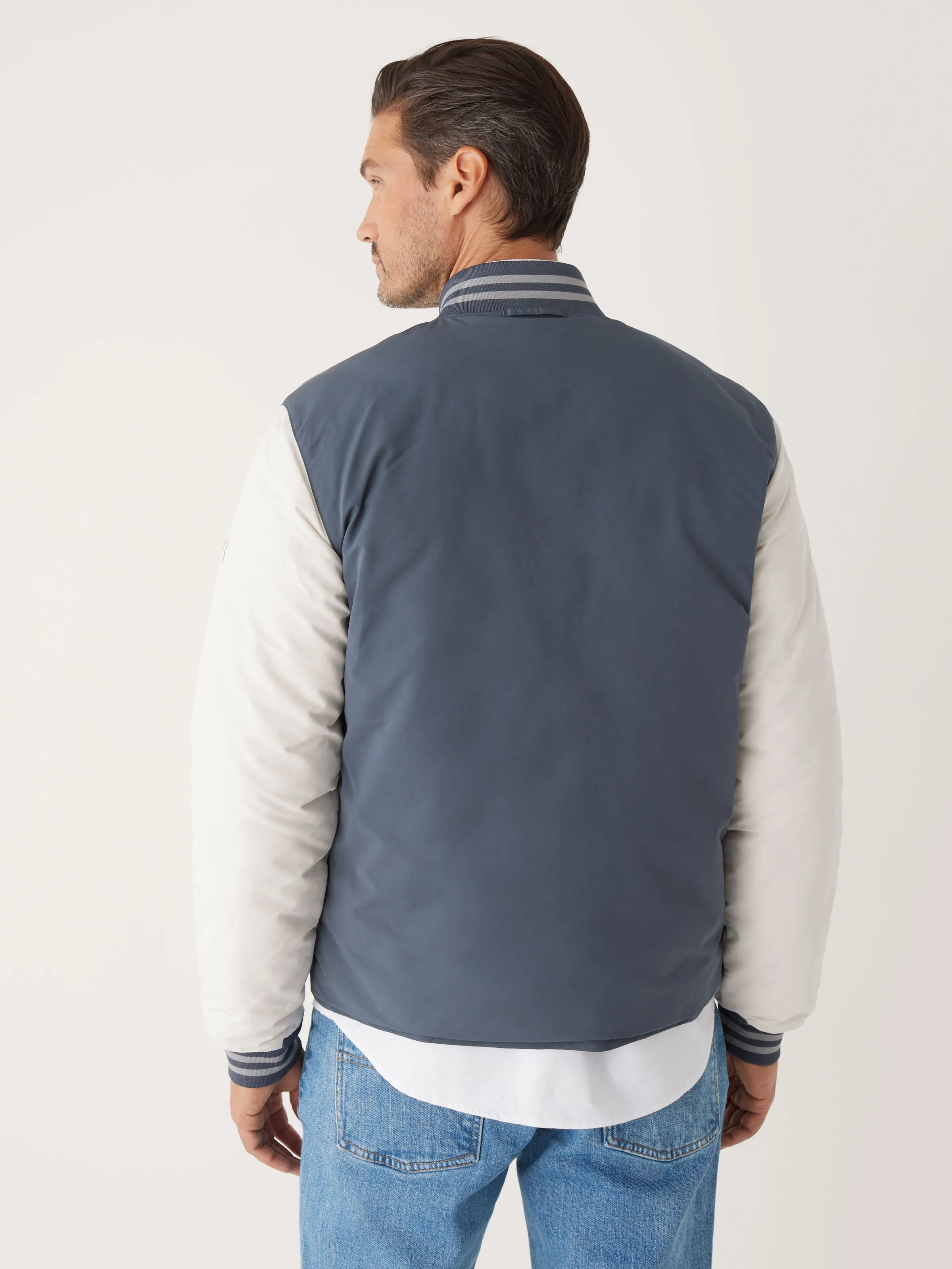 The Varsity Skyline Bomber in Slate Blue