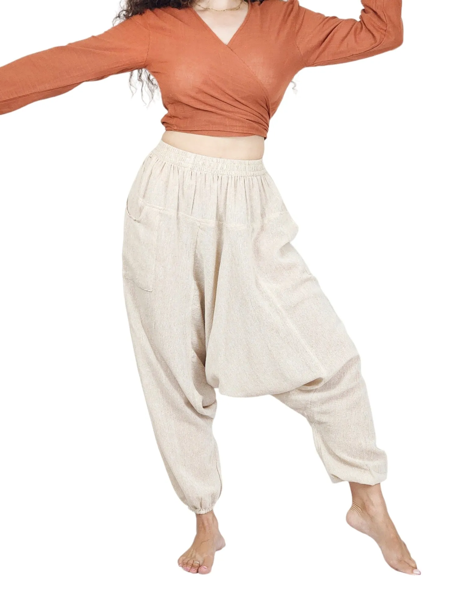 Unisex Organic Cotton Harem Pants - Free Size