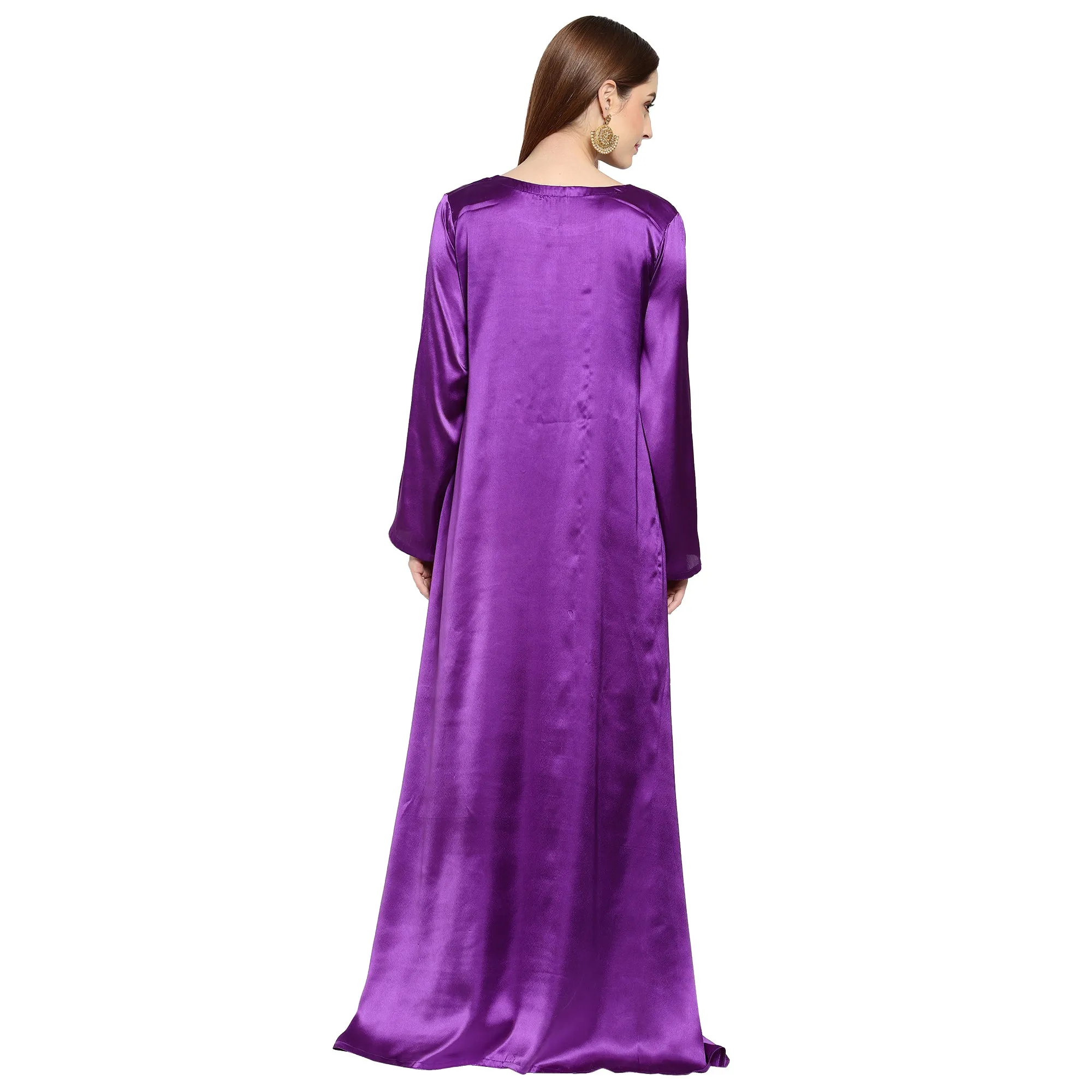 Wedding Gown Hand Embroidered Dress in Purple Velvet