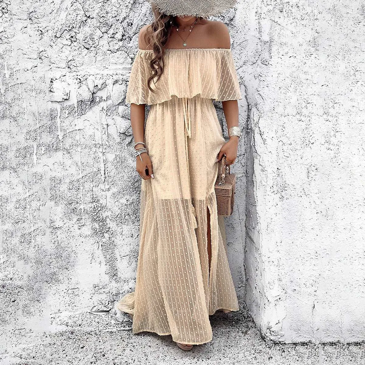 Women's Elegant Off-shoulder Maxi Dress